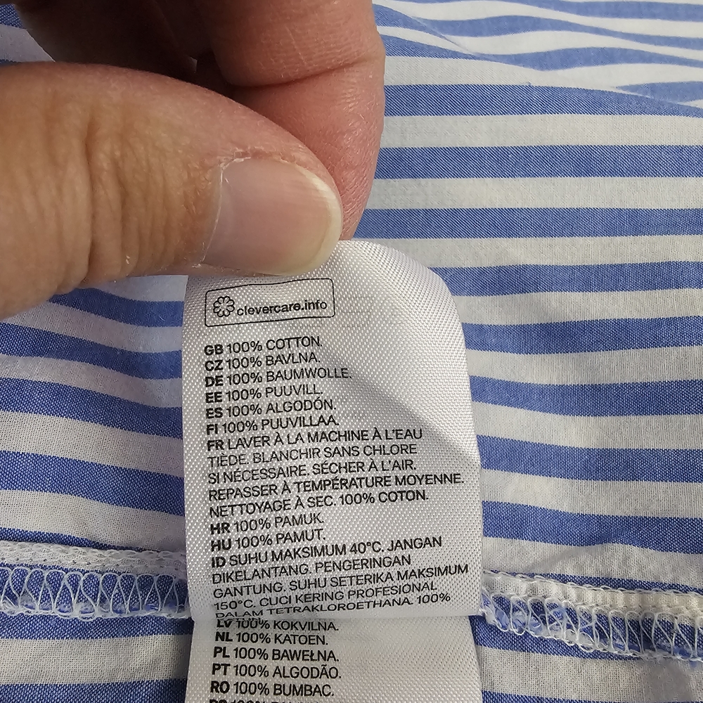 H&M Striped Button-Down Shirt in Blue and White Womens - Picture 15 of 16